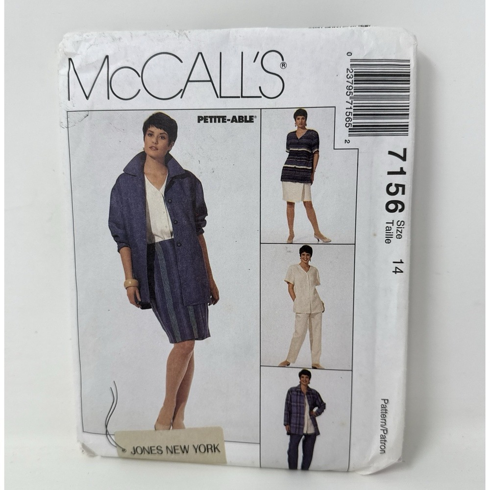 McCALL'S 7156 Jones NY Petite Sewing Pattern Size 14 Jacket Top Skirt Pants